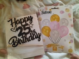 ballons + cake Topper 25 ans