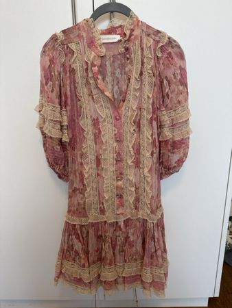 Zimmermann Dress floral lace ruffle short sleeve size 0
