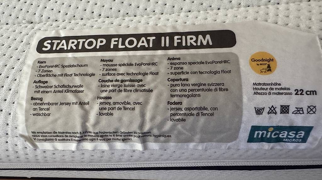 Micasa Materassi: Matratze Micasa STARTOP FLOAT II 160x200cm Schnäppchen – Usato da Wabern venduto da Manuwu