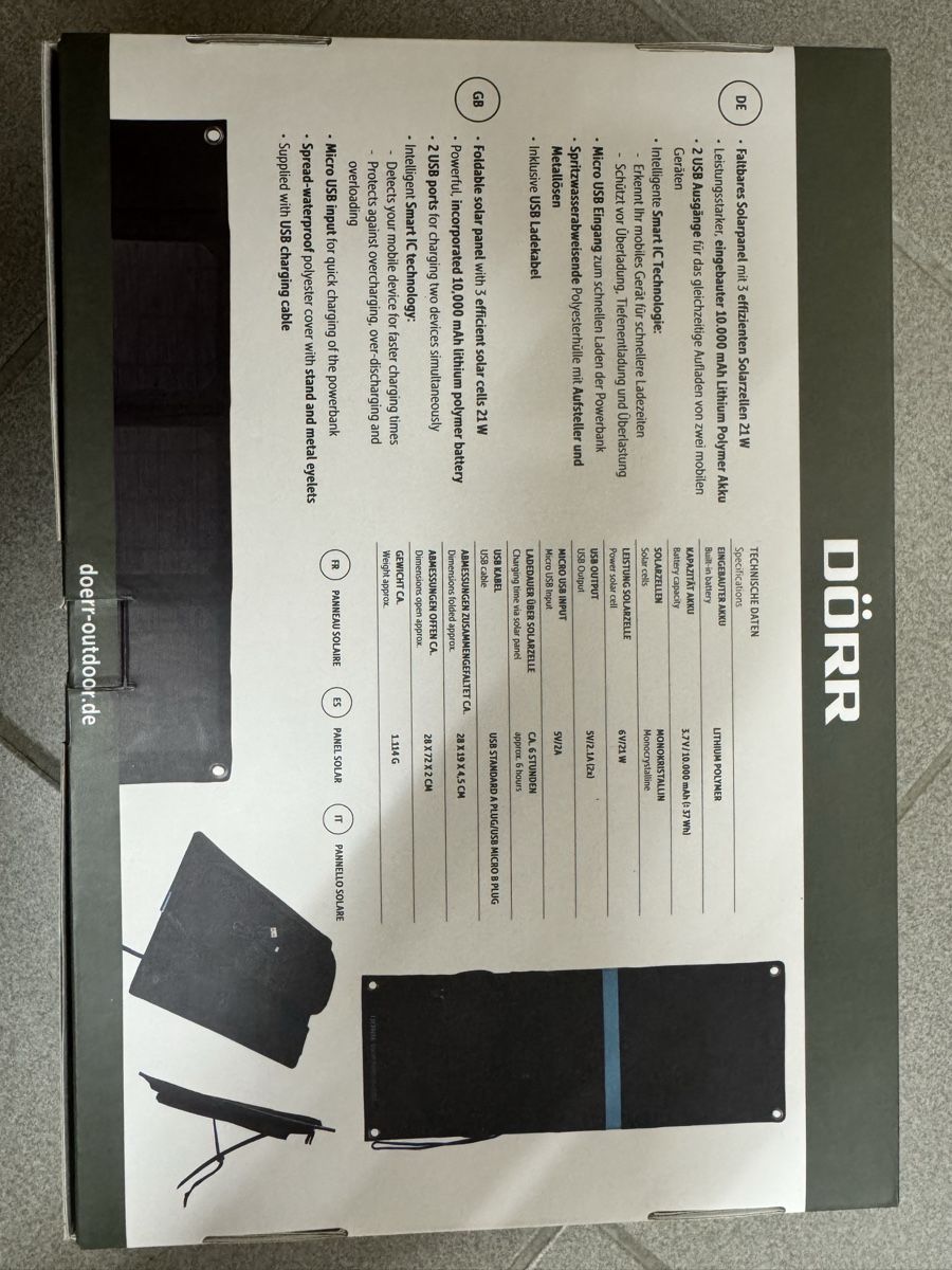 Solargeräte und Solarprodukte: DÖRR Solar Panel PB-10000 mit Powerbank Neu – Neu und originalverpackt aus Büttikon AG von jen_g5s9 1