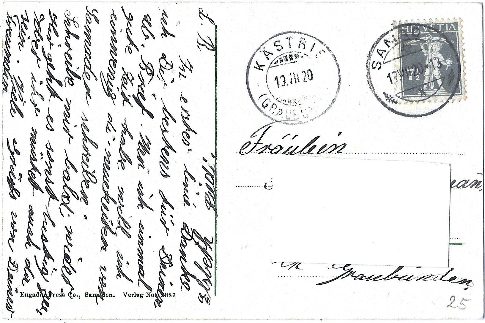 Cartoline postali: H Ô T E L   D E S    A L P E S   S A M A D E N. – Usato da Bütschwil venduto da Jackson1A 1