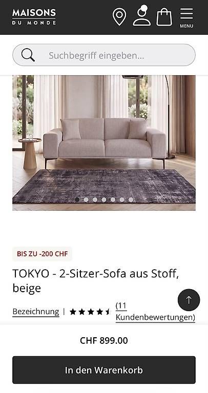 Maisons du monde Sofas: Sofa 2/3-Sitzer aus hellgrauem Stoff – Gebraucht aus Kloten von nin_hb6n 3