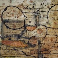 Encaustic Bild, Brauntöne Lettering