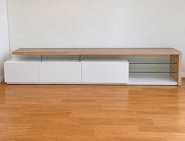TV-Möbel / TV-Board weiss & Holzoptik