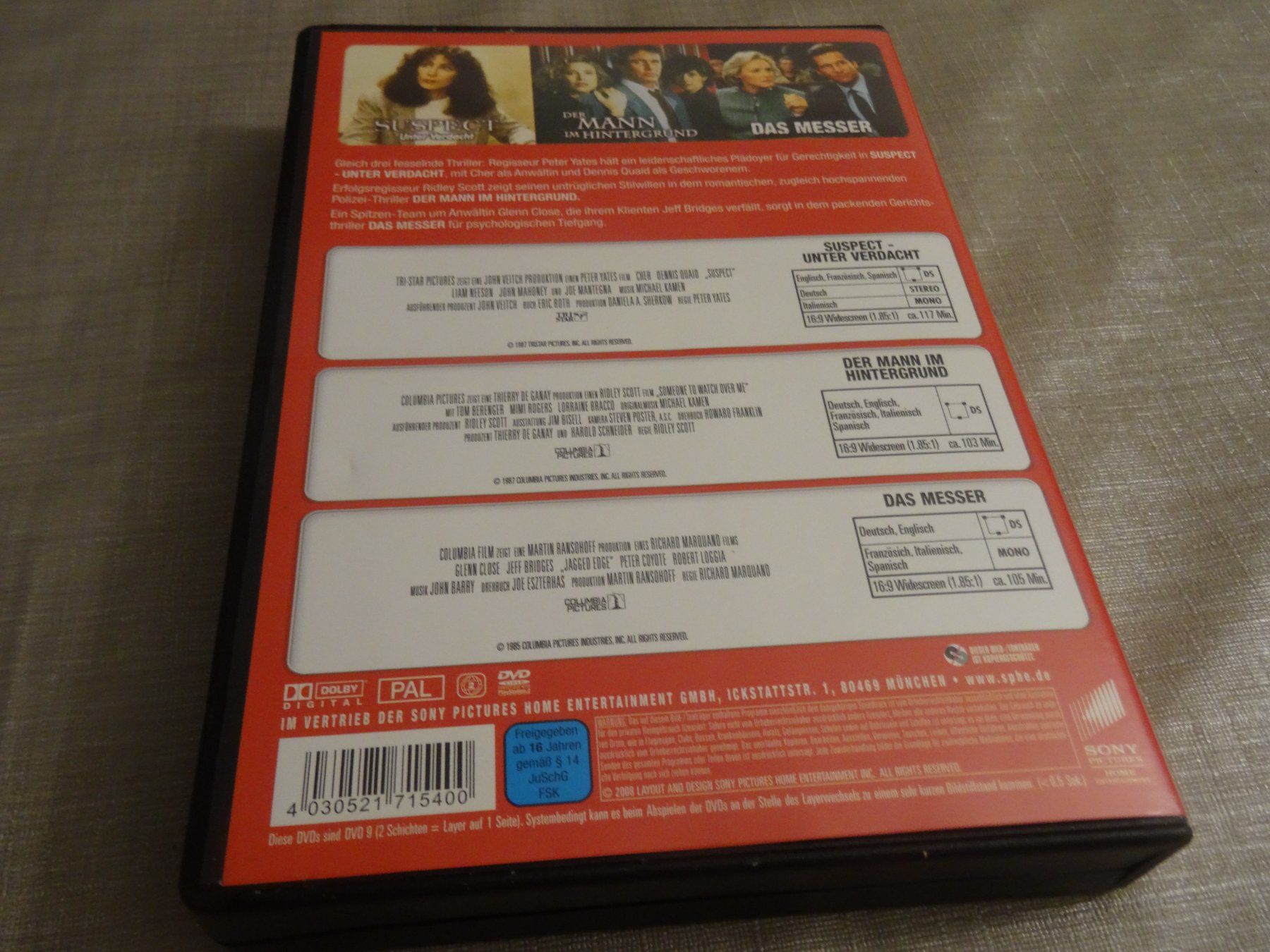 Tous les DVDs: Suspect / Der Mann im Hintergrund / Das Messer DVD – D'occasion à Olten par Disc-Verkauf 3