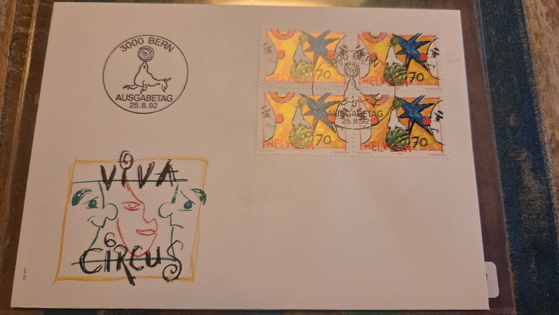 Tutti i francobolli: 1992 FDC Abart Clown weisses Auge – Usato da Arni AG venduto da Moth68