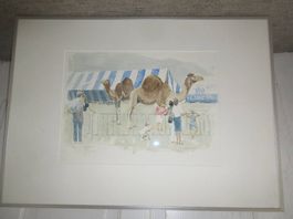 Ein cooles original Aquarell-Bild Zirkus atmosphäre
