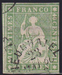 Tutti i francobolli: Strubel 26+++gut gerandet+++NEUCHATEL – Usato da Samnaun-Compatsch venduto da Marken-Murk