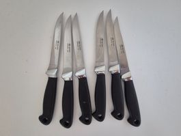 6 Steakmesser SS Cut Edelstahl mit schwarzem Griff gebraucht