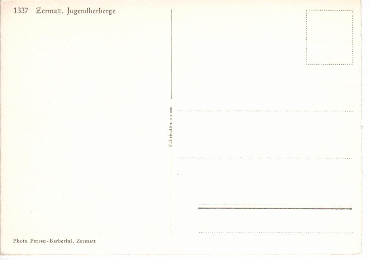 Cartoline postali: Zermatt Jugendherberge – Usato da Wolhusen venduto da Curver9 1