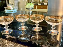 MURANO VENEDIG 4 VINTAGE BLEIKRISTALL CHAMPAGNERSCHALE,70-ER