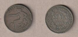 2 Franken 1862 sitzende Helvetia