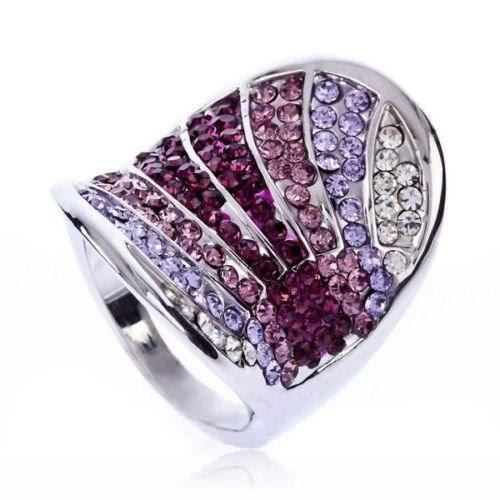 Anelli: Ring Bague plaqué or blanc Swarovski Elements Gr. 56 – Nuovo (secondo la descrizione) da Prilly venduto da ilyria73