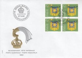 1982 Pro Patria 4 FDC Viererblock