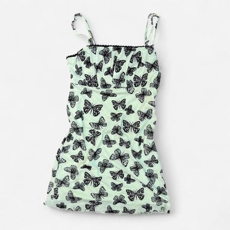 Mini Kleid Schmetterling Mintgrün mesh mit Unterkleid