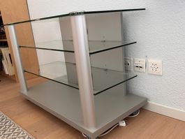 Glas-TV-Möbel mit 3 Glasböden, Silber, Top Zustand!