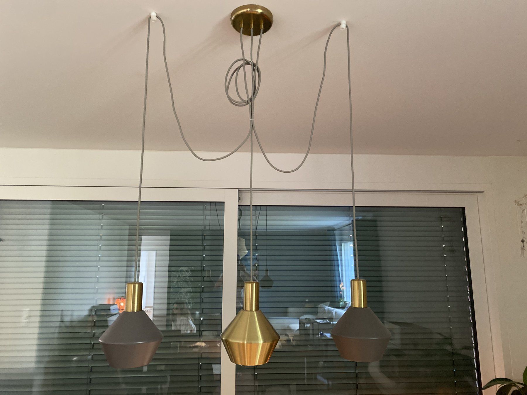 Lampadari & plafoniere: 3er Pendelleuchten-Set geometrisch | Messing & Grau | E27 – Usato da Zürich venduto da kar_2st9 2