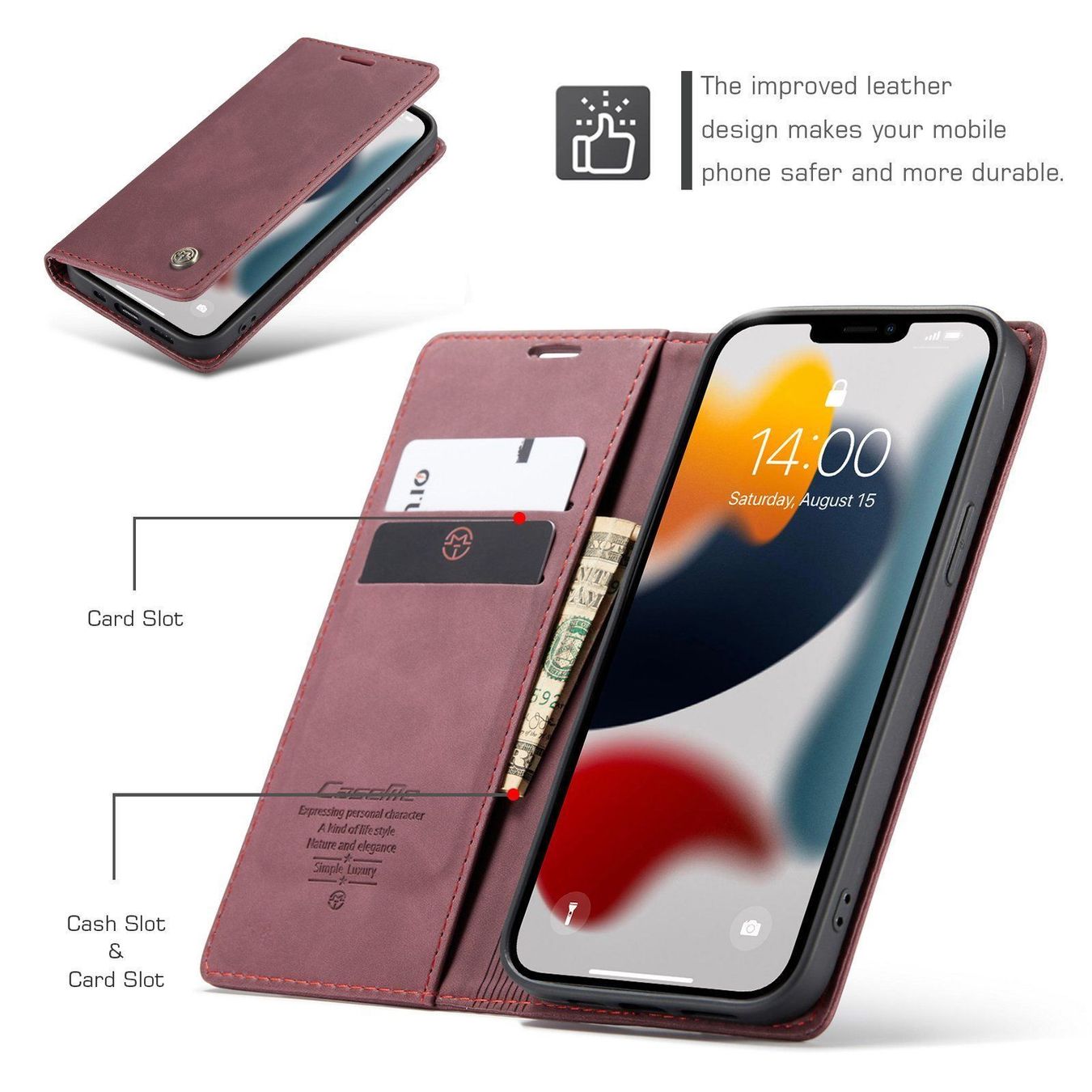 Covers & Schutzfolien: iPhone 13 - étui à rabat support poche rouge – Neu und originalverpackt aus Morges von DigiAC 5