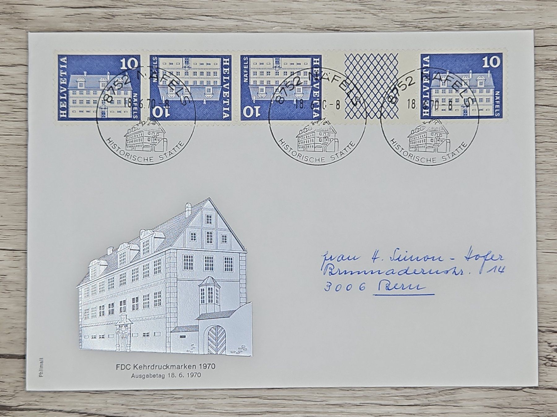 Tutti i francobolli: CL18 Enveloppe + Timbre Suisse 1970 – Usato da Cousset venduto da Patrick_Collections