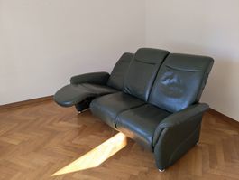 Ledersofa dunkelgrün 3 Plätzer mit Relaxfunktion
