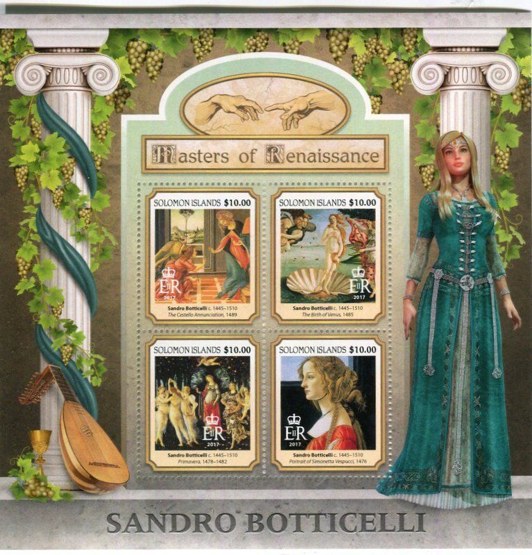 Alle Briefmarken: Block "Malerei. Sandro Botticelli". Salomonen. – Neu und originalverpackt aus Basel von Butsch5