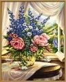 Malen nach Zahlen-BLUMEN AM FENSTER