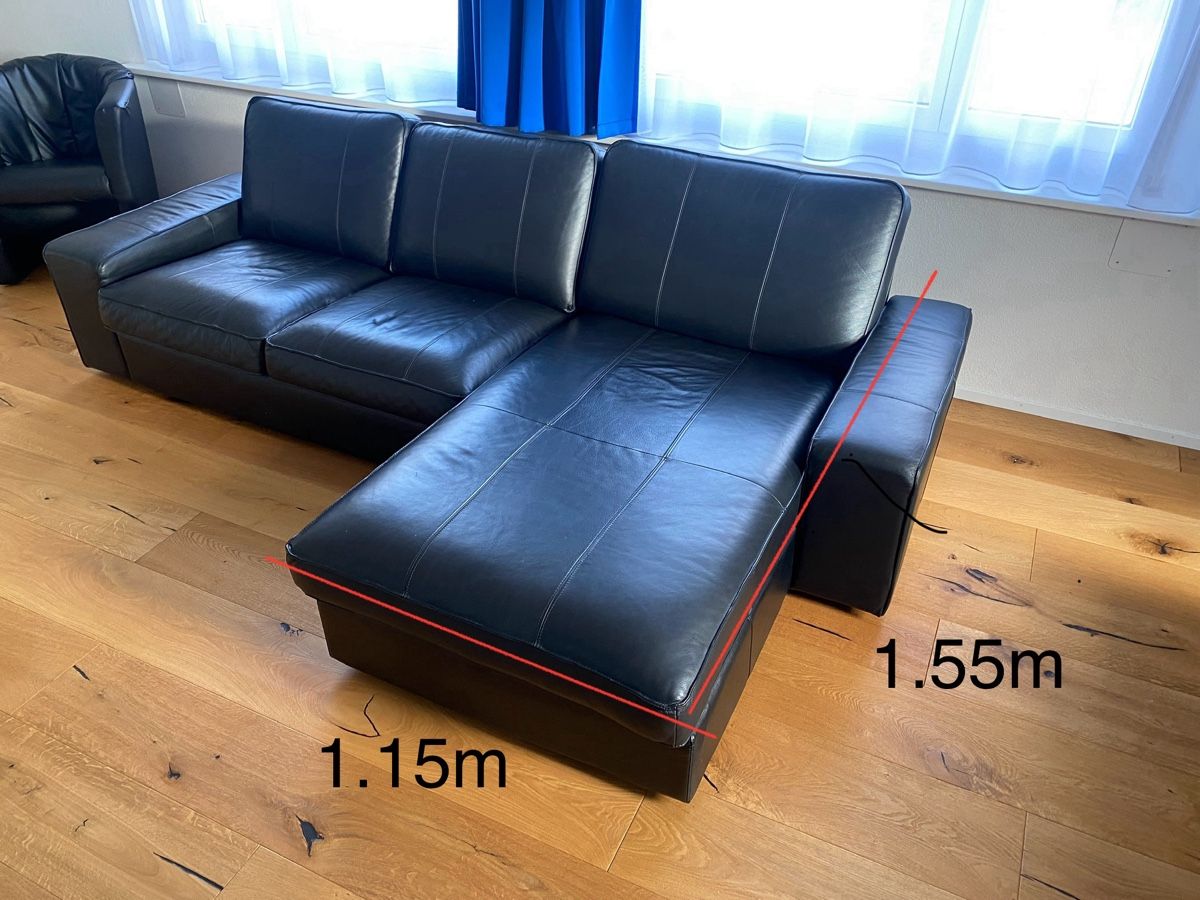 Schwarzes 3er Ecksofa Kivik aus Narbenleder (Rind) von IKEA (Gebraucht ...