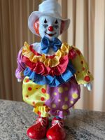 Vintage Clown Porzellanpuppe, Handbemalt, Sammlerstück