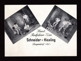 Fotokarte LANGENDORF Kunst-Radfahrer-Trio Schneider-Kissling
