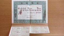MIGROS GENOSSENSCHAFT BERN AARE ANTEILSCHEIN 1949 historisch