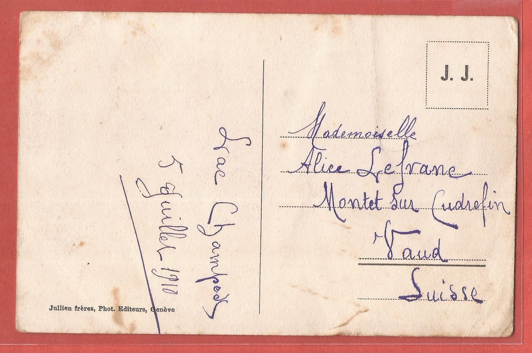 Ansichtskarten: Champex - Hôtel des Alpes - 1910 – Gebraucht aus Fislisbach von Porano 1
