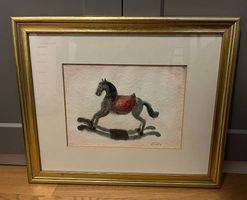Originales Aquarell von Mirella  Schaukelpferd