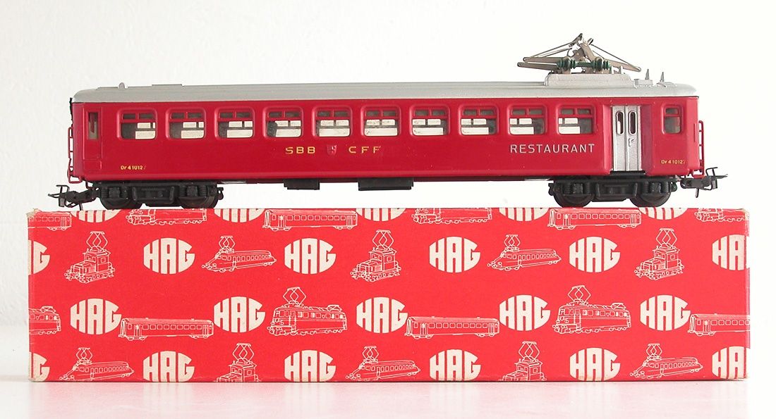 Hag Modellini di ferrovie: Hag Speisewagen Dr4 der SBB Spur H0 – Usato da Oberwil BL venduto da Klang 5