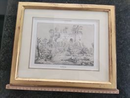 Lithographie Basel Altclus 1840 sehr schön vergoldet gerahmt