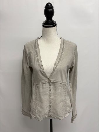 Nile Bluse mit Knopfleiste grau S Baumwolle V-Ausschnitt