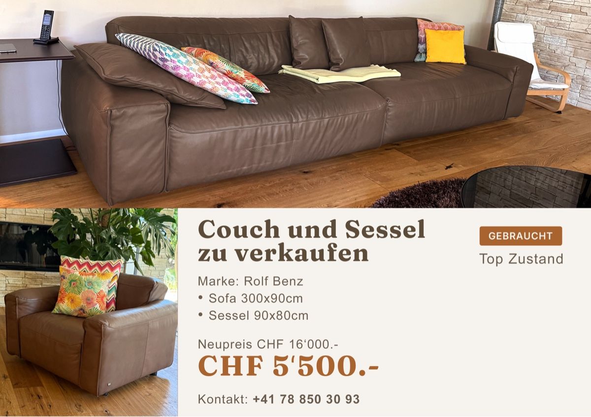 Sofas: Rolf Benz Ledercouch – D'occasion à Triesen par rga_8my2 1