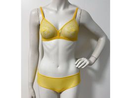 BH und Slip XS/S HUIT France gelb floral VINTAGE 90s NEU
