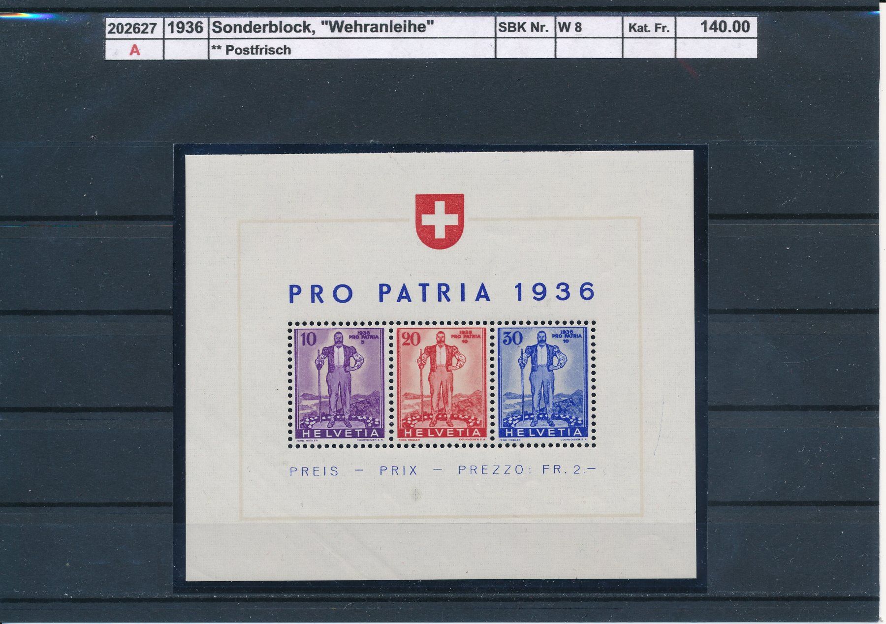 Tutti i francobolli: 1936 Sonderblock, "Wehranleihe", ** postfrisch – Nuovo (secondo la descrizione) da Winterthur venduto da Zupogeru