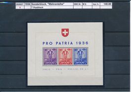 1936 Sonderblock, "Wehranleihe", ** postfrisch