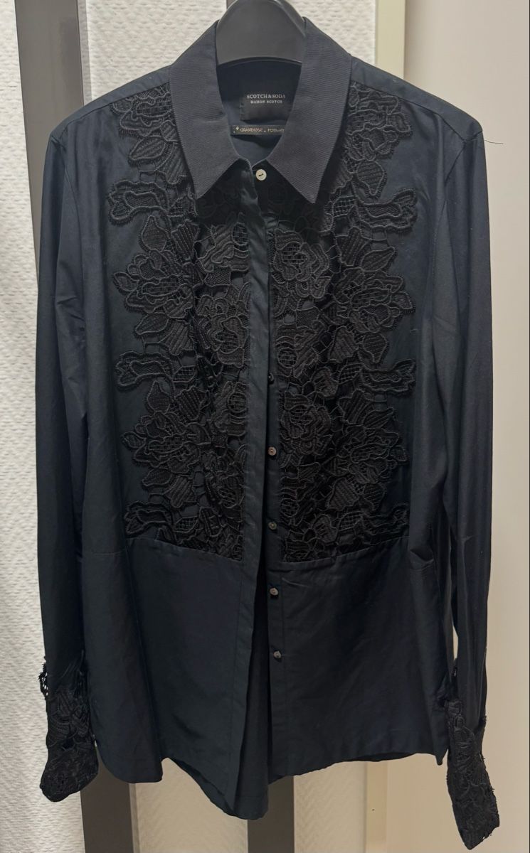 Maison Scotch Camicette: Bluse Maison Scotch schwarz mit Spitze – Usato da Erlenbach ZH venduto da msa_x26y 1
