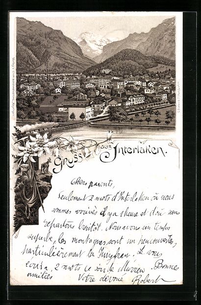 Cartoline postali: Litho Interlaken, Panoramablick auf die  – Usato da Berlin venduto da bartko-reher