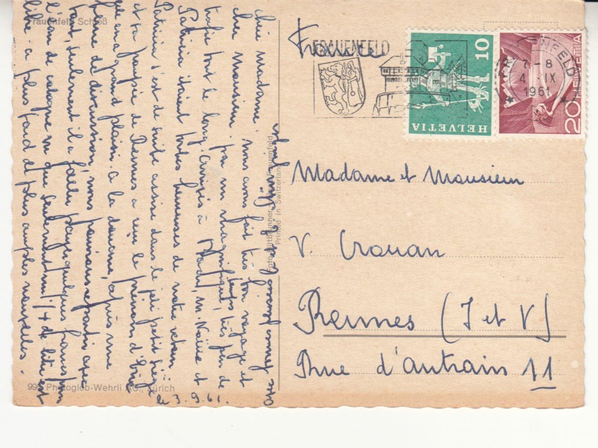 Cartoline postali: Frauenfeld 1961 – Usato da Bürglen TG venduto da StampGraf 1