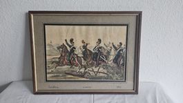 Alte Lithographie Kavallerie Luzern 1852