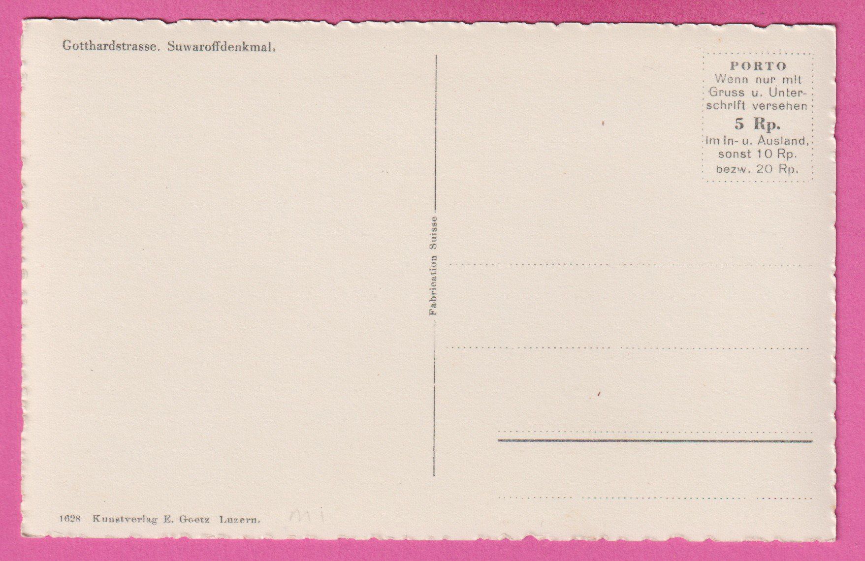 Cartes postales: Schöllenen Suwaroff Denkmal Gotthardstrasse – D'occasion à Einsiedeln par dillie 1