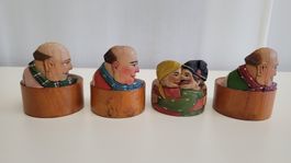4 Serviettenringe, geschnitzt