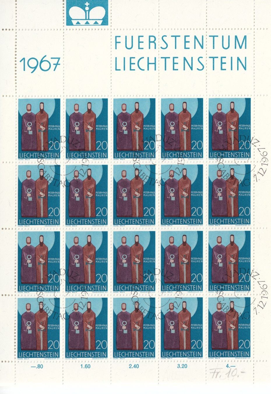 Tutti i francobolli: LBK 422 - 430 Bogen mit ET – Usato da Bürglen TG venduto da StampGraf 2