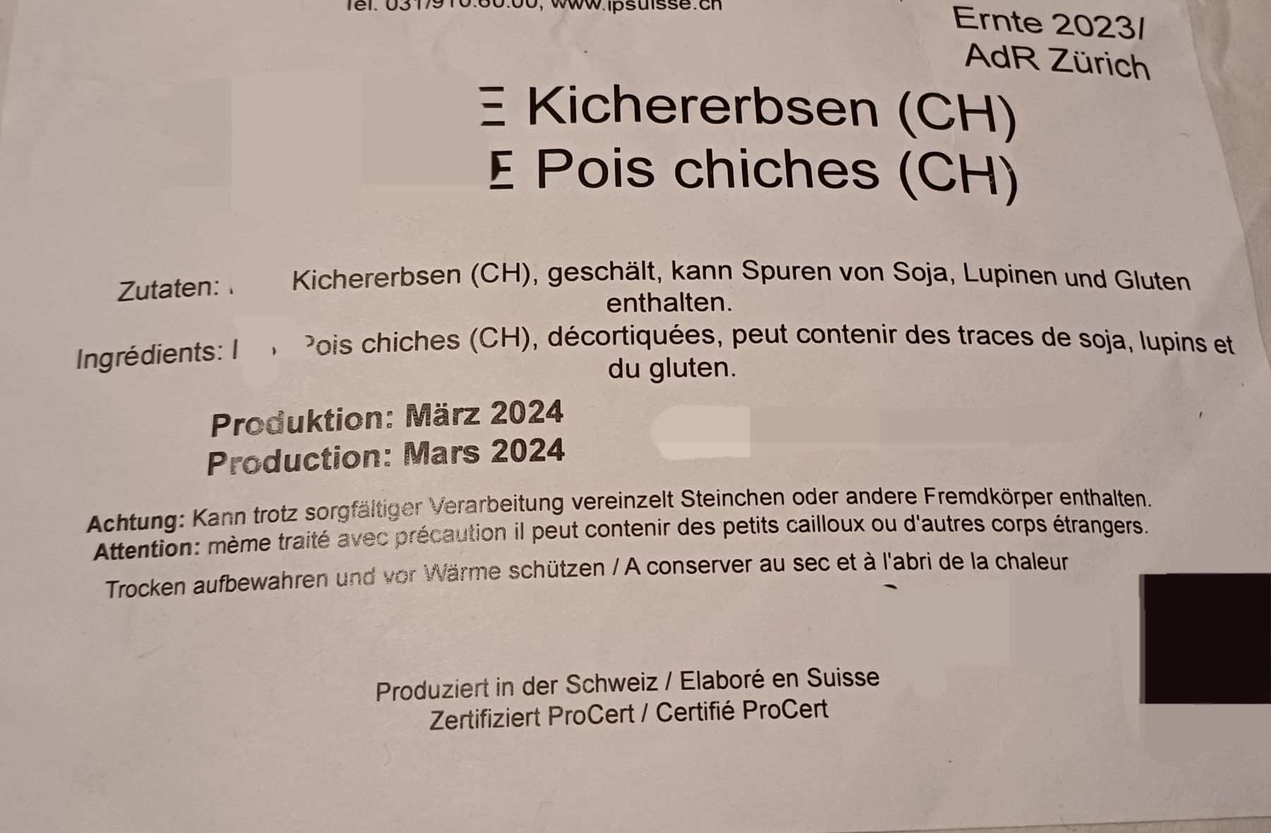 Cibi & Specialità: Kichererbsen (CH) 1kg – Nuovo (secondo la descrizione) da Windlach venduto da lanuj 1