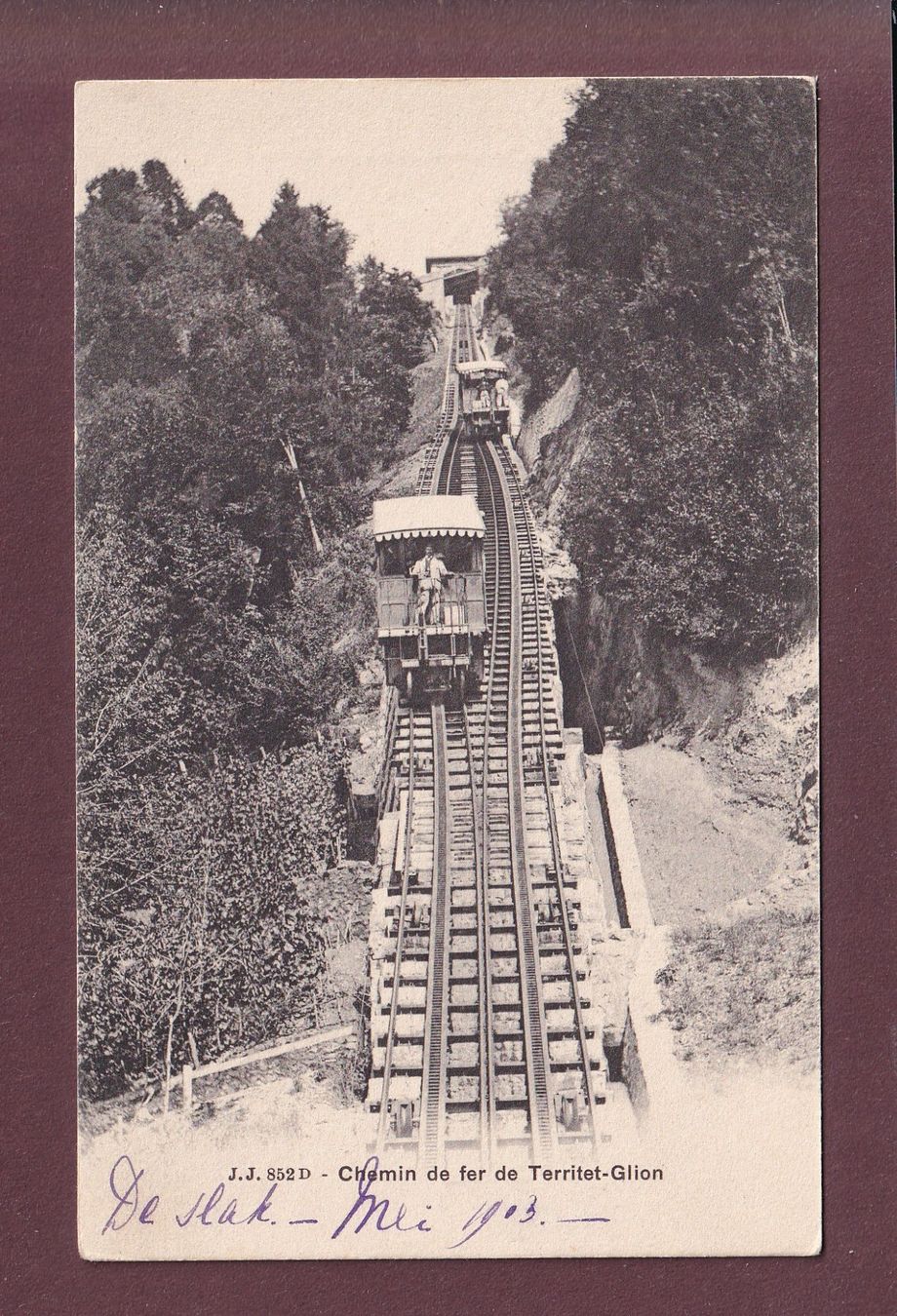 Ansichtskarten: Chemin de fer TERRITET-GLION - 1903 – Gebraucht aus Pully von nicecards