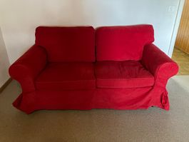 2er Sofa Ikea Ektorp mit rotem Überzug