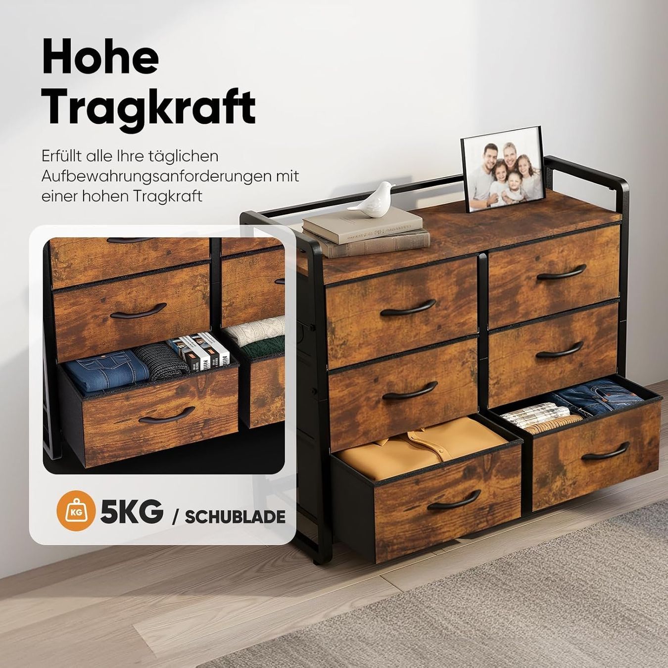 Cassettiere: Kommode 6 Schubladen Stoffbezug – Nuovo e nell'imballaggio originale da St. Gallen venduto da VerkaufsMaus50 3